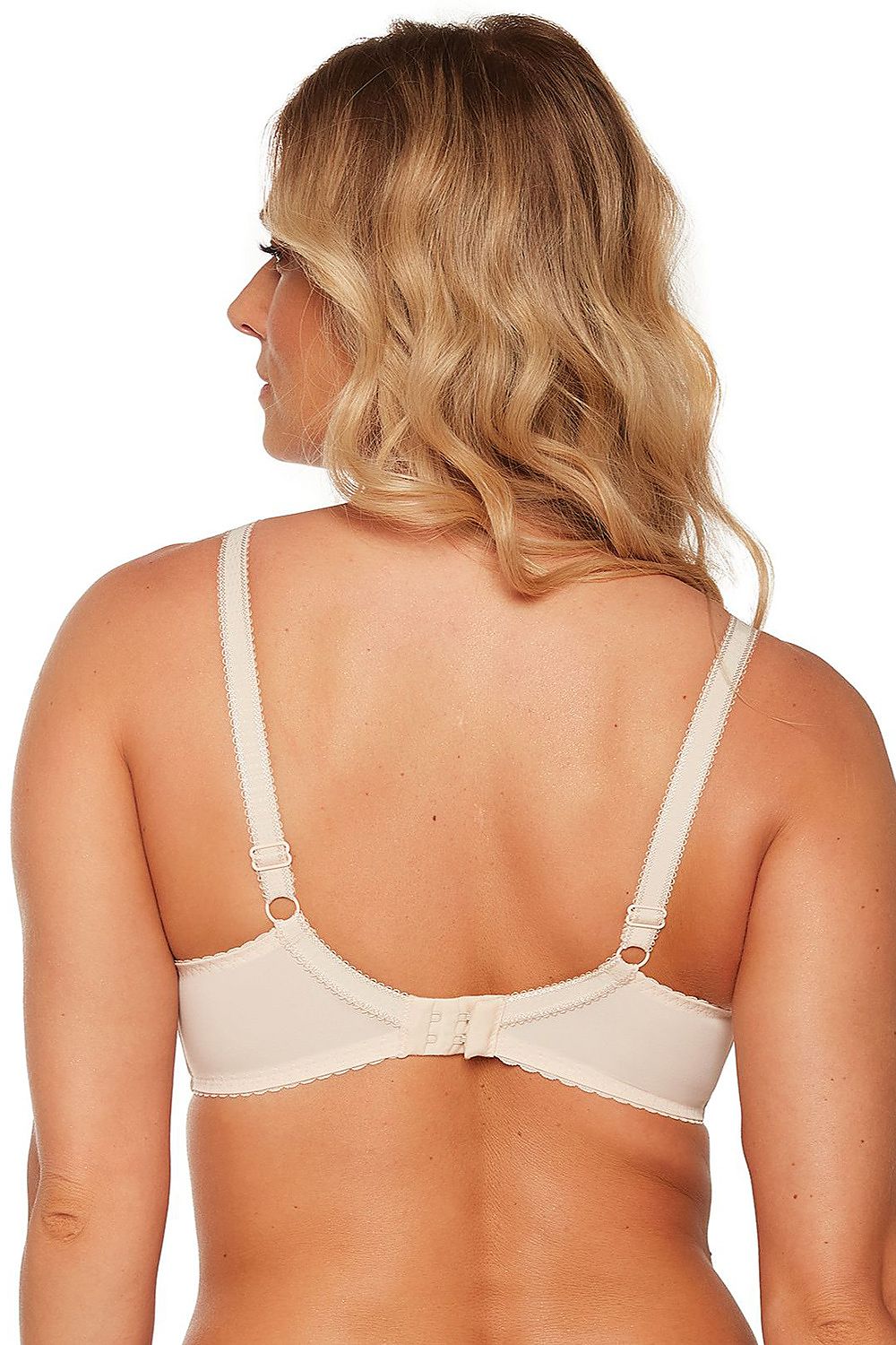 Soutien-gorge balconnet beige dentelle avec armature pour un soutien élégant et confortable.