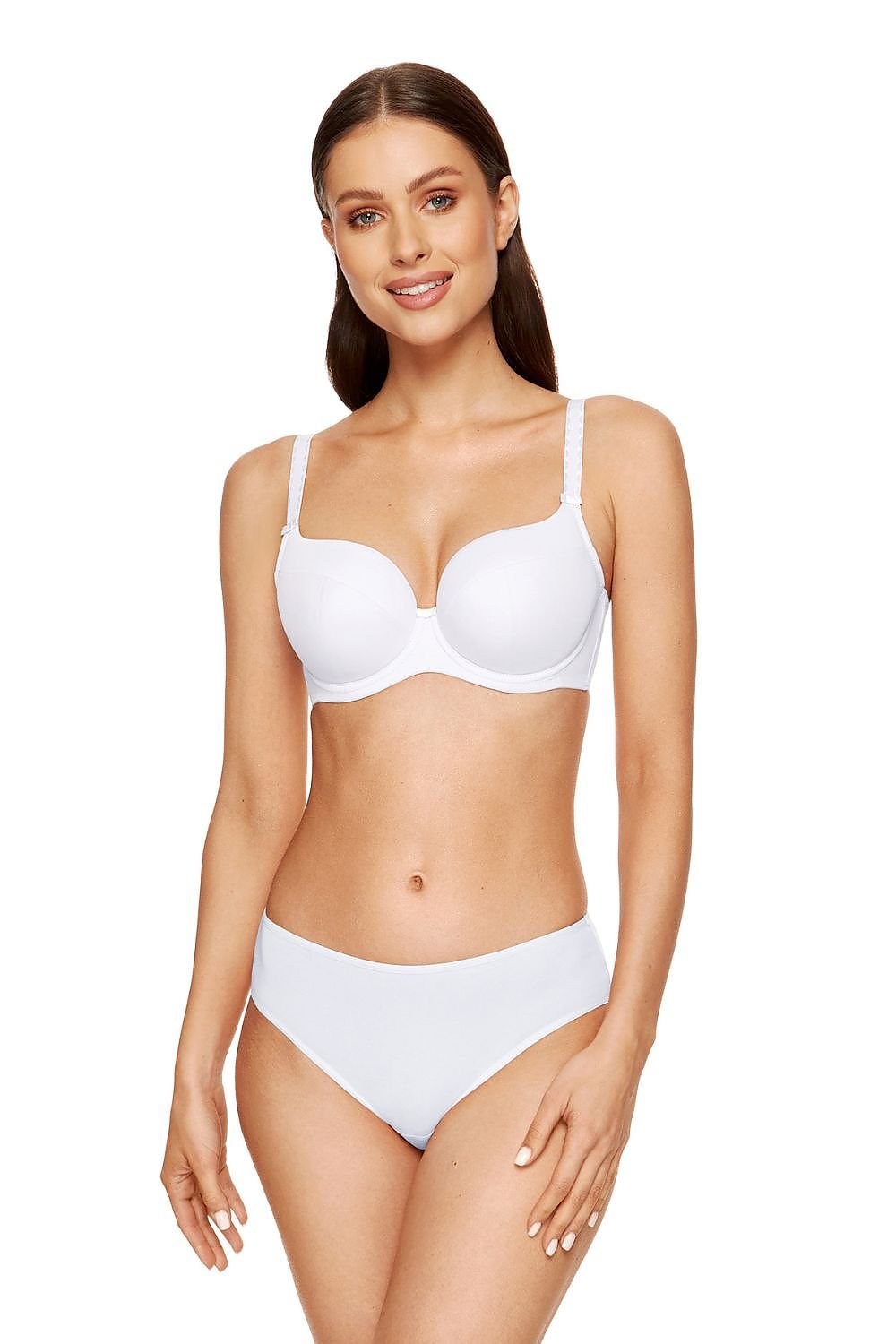 Soutien-gorge invisible blanc corbeille avec armature, bonnets en mousse lisse et doublure coton OEKO-TEX pour un maintien élégant.