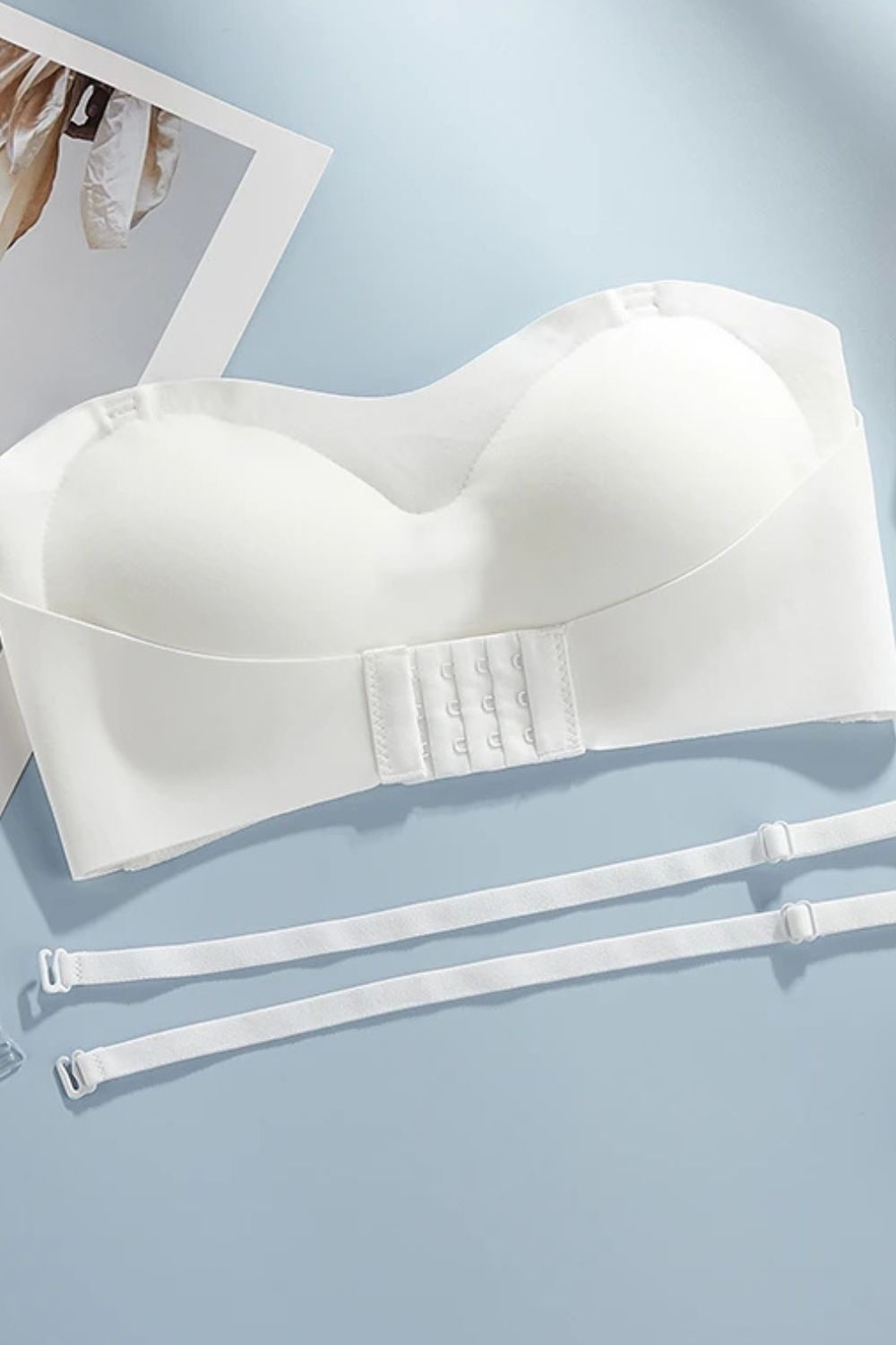 Soutien-gorge bandeau blanc sans armature, invisible sous les vêtements, tissu sans couture et bretelles ajustables