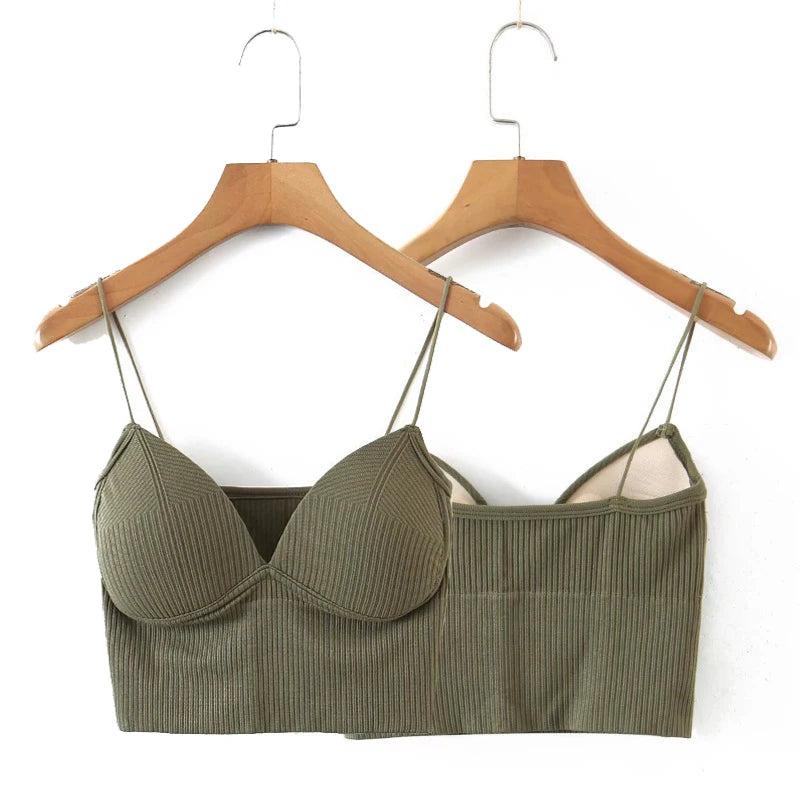 Soutien-gorge bustier sans armature dos nu kaki