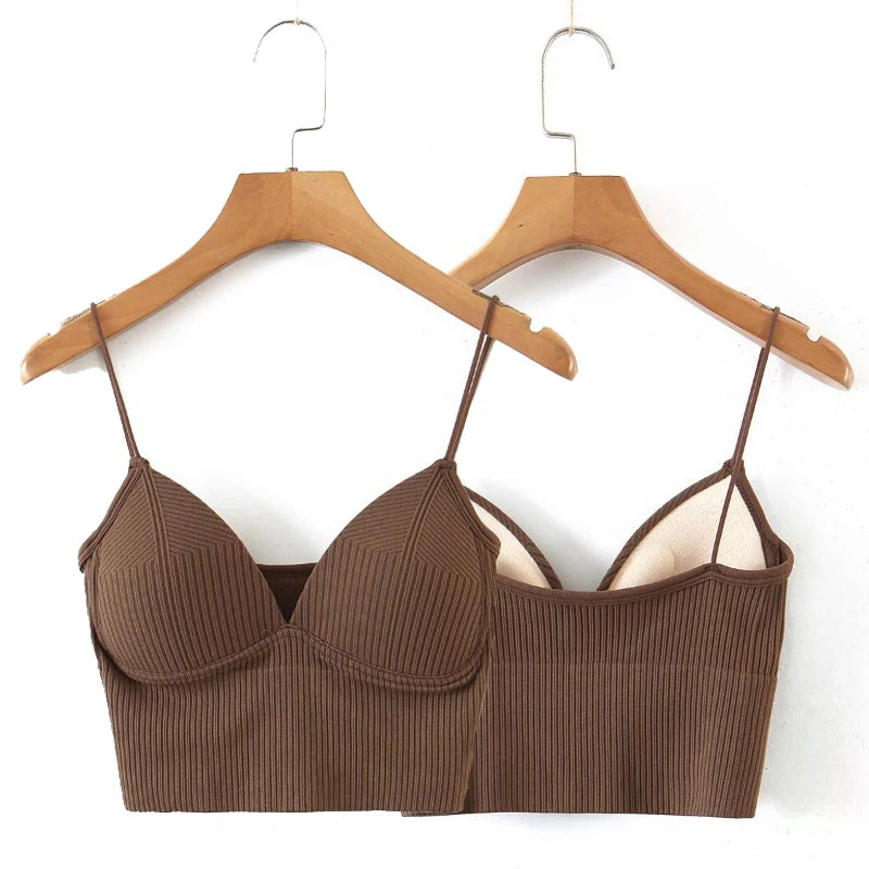 Soutien-gorge bustier sans armature dos nu marron