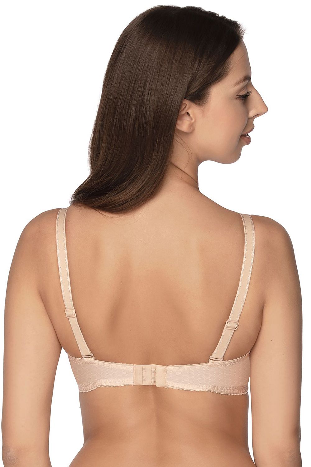 Soutien-gorge corbeille invisible beige avec armature pour un maintien et confort optimal, détails délicats et ajustement parfait.