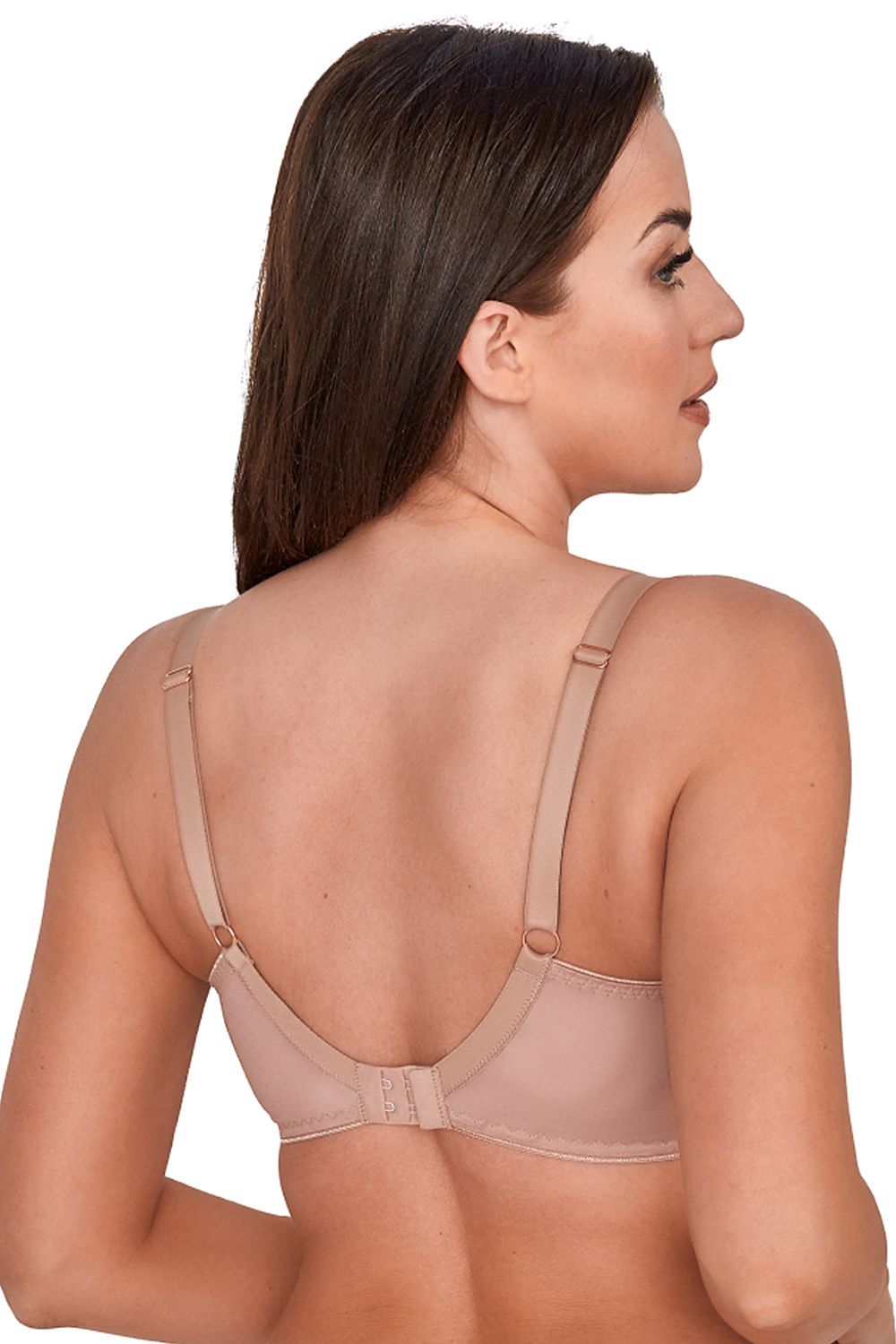 Soutien-gorge balconnet beige en dentelle sans armature pour un confort et un style élégants.