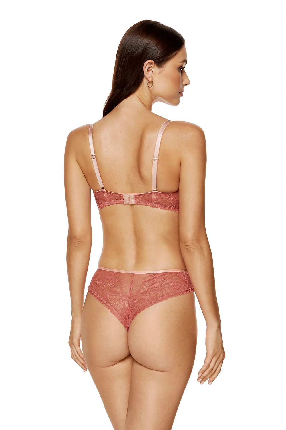 Soutien-gorge baleine triangle minimiseur bustier confortable en dentelle rose sexy, idéal pour une silhouette élégante.