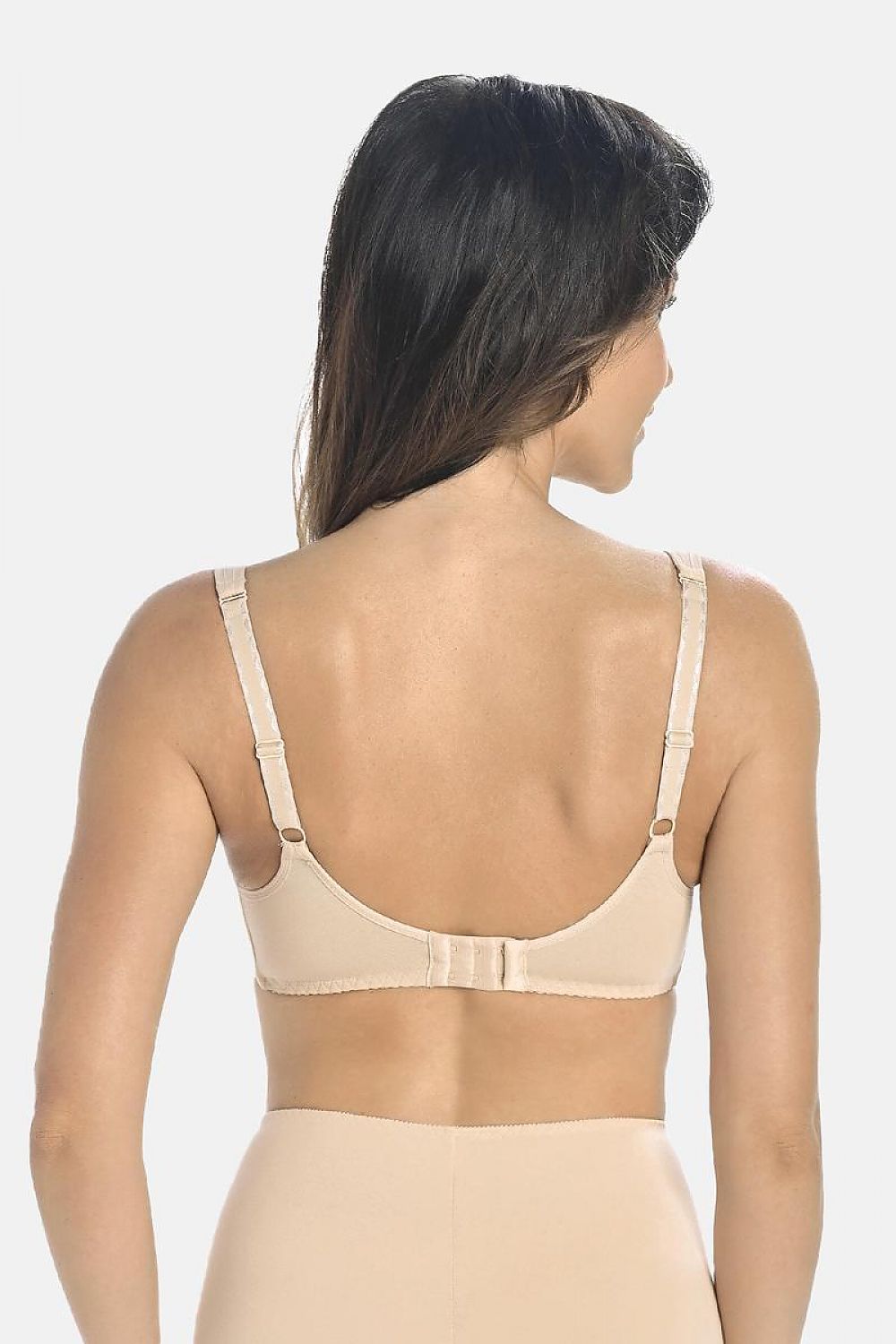 Soutien-gorge beige avec armature minimiseur invisible grande taille de dos